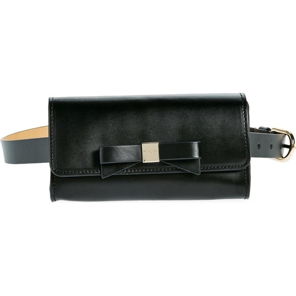 Elegant Black Bow Belt Bag by Kate Spade Size S/M ♠️ 🎀 - Picture 1 of 6